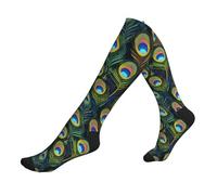CADREWY Calcetines deportivos con estampado de plumas de pavo real, para correr, para hombre y mujer, para atletas, 2 negro-2, talla única