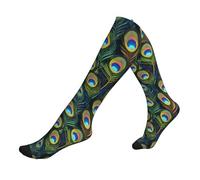 CADREWY Calcetines deportivos con estampado de plumas de pavo real, para correr, para hombre y mujer, para atletas, 1 Negro, talla única