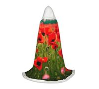 CADREWY - Capa con capucha unisex con estampado de pétalos vívidos de flores de amapola para fiestas temáticas de carnaval, decoración festiva de vampiro