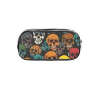 CADREWY Estuche transparente con estampado de calaveras de azúcar coloridas, organizador de artículos de papelería, bolsa organizadora para suministros de oficina de viaje