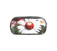 CADREWY Estuche transparente con estampado de flores y margaritas blancas, organizador de artículos de papelería, bolsa organizadora para suministros de oficina de viaje