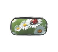 CADREWY Estuche transparente con estampado de mariquita en margaritas, organizador de papelería, para suministros de oficina de viaje