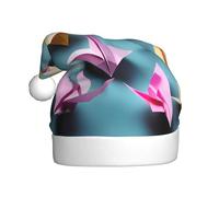 CADREWY - Gorro de Papá Noel con estampado de grúas de papel de origami para adultos, unisex, con decoración de fiestas de Navidad