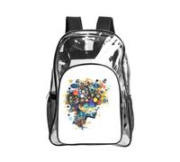 CADREWY Mochila transparente con estampado de cerebro de inteligencia artificial, ligera, para viajes, trabajo al aire libre, uso diario, suministros transparentes