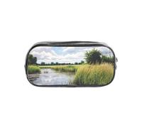 CADREWY Reeds By The River - Estuche transparente para lápices, organizador de artículos de papelería para viajes y suministros de oficina