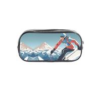 CADREWY Skiing Theme03 - Estuche transparente para lápices, organizador de artículos de papelería para viajes y suministros de oficina