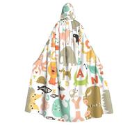 CADREWY Zoo Alphabet - Capa elegante con capucha para mujeres y hombres, para cosplay, fiestas de carnaval, eventos de máscaras