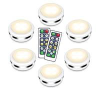 Cadrim 6 Packs Luces Nocturnas LED Inalámbricas con Dos Remoto, Luces de Armarios Regulables, Funcionan con Baterías (no Incluidas) para Iluminación de Gabinetes etc