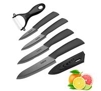 Cadrim Cuchillos Chef, Cuchillos de Cocina de Cerámica,Cuchillos de Cerámica para Cortar Carne de Verduras de Fruta 5pcs / Set Negro