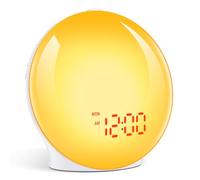 Cadrim Despertador amanecer,Reloj despertador analógico con amanecer y atardecer en pantalla completa, 7 luces de colores y 7 sonidos naturales.,20 Niveles Brillo,Snooze Radio FM,Apto para adultos