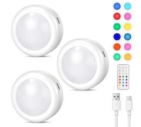 Cadrim Luces de batería recargables, luz de control remoto, luz de disco con control remoto, luces debajo del gabinete, luces LED inalámbricas para cocina, dormitorio, escalera, armario (3)
