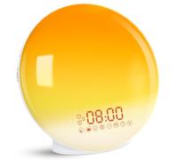 Cadrim Wake Up Light Despertador Luz Despertador Simulación de Amanecer y Atardecer con 7 Luces de Colores, Función Snooze, 8 Sonidos Naturales, Radio FM, 20 Niveles de Brillo