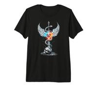 Caduceo Espada Serpiente Corazón Alas Cráneo 1 Sabiduría Esotérica Camiseta Premium