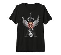 Caduceo Espada Serpiente Corazón Alas Cráneo 3 Camiseta Premium