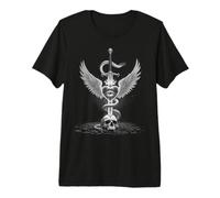Caduceo Espada Serpiente Corazón Alas Cráneo 4 Conciencia Camiseta Premium