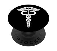Caduceo Varilla de Asclepio Médico Símbolo Médico PopSockets PopGrip Adhesivo