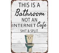 CAEJCCL Letreros de metal divertidos con texto en inglés "This Is A Bathroom Not An Internet Cafe", vintage, sarcástico, aluminio, letrero de estaño para baño, baño, baño, decoración de pared, 8 x 12