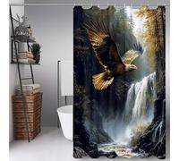 Caer Cortina Ducha 160X200cm, Cortina de Ducha áGuila Cortinas de Baño Poliester Lavable con 12 Anillas, Dobladillo Ponderado Shower Curtain para Familia, Hotel, Bañeras y Cuartos de Baño -ly250725I
