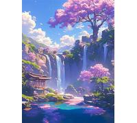 Caer Pintar por Numeros Adultos y Principiantes, Kit de Pintura al Óleo de Lienzo para con Pinceles, DIY Paint by Numbers Kits, Kit Manualidades Adultos, Decoración del Hogar 90x120cm Paisaje Y-S467