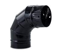 CAEXVEN Codo de Sectores para chimeneas en Acero Negro Vitrificado - Ángulo90º - Serie lisa - 125 mm