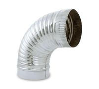 CAEXVEN Codo Rizado para chimeneas en Acero Inoxidable - Ángulo 90º - Serie lisa - 125 mm