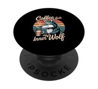 Café alimenta mi lobo interior ilustración PopSockets PopGrip Adhesivo