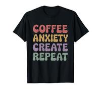 Café Ansiedad Crear Repeat Groovy 70s Vintage Creative Camiseta
