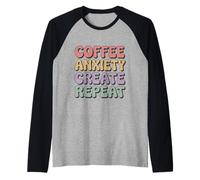 Café Ansiedad Crear Repeat Groovy 70s Vintage Creative Camiseta Manga Raglan