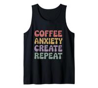 Café Ansiedad Crear Repeat Groovy 70s Vintage Creative Camiseta sin Mangas