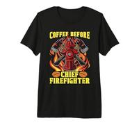 Café Antes de la Lucha contra Incendios Amante del café Jefe Bombero Camiseta Premium