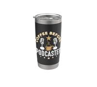 Café antes Podcast Micrófono Podcaster Amante del café Vaso térmico de acero inoxidable de doble pared