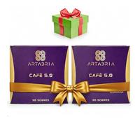 Cafe ARTABRIA 5.0 con Garcinia, Naranja Amarga y Guarana, 60 Sobres Individuales, Café Soluble, Estimula Metabolismo, Aumenta Gasto Energético + Regalo de Cortesía, Pack Hipnotik Casuality