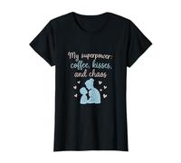 Café Besos Caos Mamá Novedad Día de la Madre Gráfico Camiseta