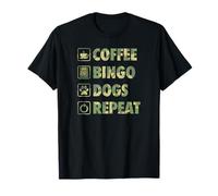 Café Bingo Perros Repiten Vida Simple Iconos Básicos Camiseta