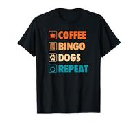 Café Bingo Perros Repiten Vida Simple Iconos Básicos Camiseta