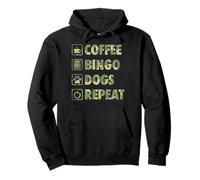 Café Bingo Perros Repiten Vida Simple Iconos Básicos Sudadera con Capucha
