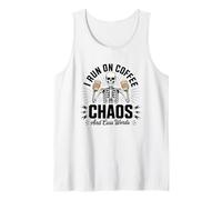 Café Caos Y Cuss Palabras Cráneo Gótico Esqueleto Humor Oscuro Camiseta sin Mangas