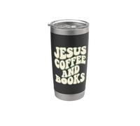 Café Cristiano Amante De Libros Y Jesús Fe Lectura Vaso térmico de acero inoxidable de doble pared