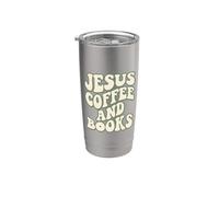 Café Cristiano Amante De Libros Y Jesús Fe Lectura Vaso térmico de acero inoxidable de doble pared