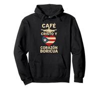 Café Cristo Corazón Boricua Fe Tropical Orgullo Puerto Rico Sudadera con Capucha