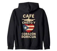 Café Cristo Corazón Boricua Fe Tropical Orgullo Puerto Rico Sudadera con Capucha