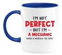 Café-Croissant - Mug No Soy Perfecto, Pero Soy Mecánico (Lo Que Es Prácticamente Lo Mismo) - Regalo Humorístico Para Mecánicos, Talleres Y Pasiones Automotrices