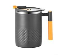 Café de acero inoxidable con cuerpo de doble pared para uso doméstico Cuenta con tapa y mango para mejorar el control de vertido y el aislamiento (gris oscuro)