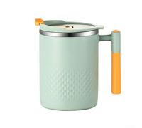 Café de acero inoxidable con cuerpo de doble pared para uso doméstico Cuenta con tapa y mango para mejorar el control de vertido y el aislamiento (verde claro)