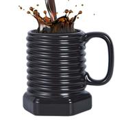 Café de cerámica | 380 ml interior negro para café leche - de cerámica estilo industrial moderno | Para bebidas, chocolate, vino, cerveza, casa, regalo Navidad cumpleaños
