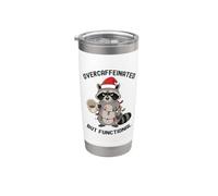 Café de mapache navideño sobreCAFEINADO PERO FUNCIONAL Vaso térmico de acero inoxidable de doble pared