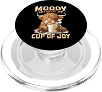 Café de vaca escocesa de las Tierras Altas Moody Without My Cup of Joy PopSockets PopGrip para MagSafe