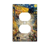 Cafe Duplex - Placa de pared para toma de corriente, diseño artístico vintage de gente de la calle, color amarillo, tamaño estándar, placas faciales de plástico para tomas de corriente para dormitorio