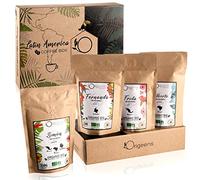 Cafe En Grano Ecólogico 1kg | Granos de Cafe Arabica 4x250g, Tostado Artesanal | Caja Cafe Regalo