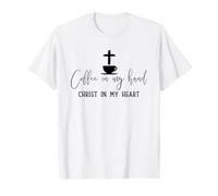 Café en mi Mano, Cristo en mi corazón, diseño de fe Camiseta gráfica económica, Hombre, Blanco, L